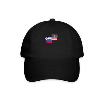 Slowenien USA Flagge Amerikaner Slowene - Baseballkappe - Schwarz/Schwarz - Vorne