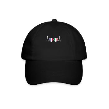 France, Italie, Heartbeat, Drapeau, Français - Casquette classique - noir/noir - Devant