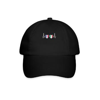 France Italie Vintage Heartbeat drapeau - Casquette classique - noir/noir - Devant