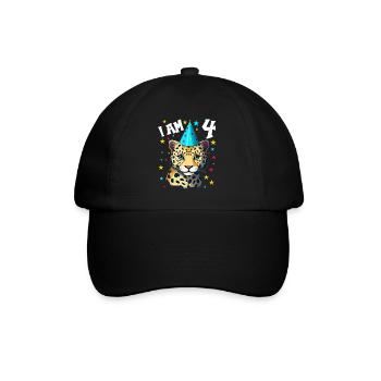 I'm 4 Years Old Leopard Leopard 4th Birthday - Baseball Cap - black/black - Front