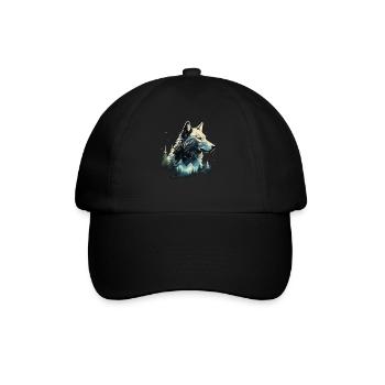 Wolf Berge Natur Geschenk - Baseballkappe - Schwarz/Schwarz - Vorne