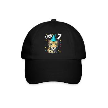 Ich bin 7 Jahre alt Leoparde Leopard 7. Geburtstag - Baseballkappe - Schwarz/Schwarz - Vorne