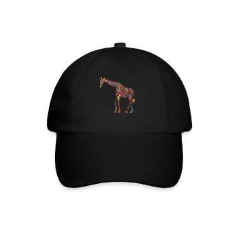 Giraffe Floral Animal Pattern Gift - Baseball Cap - black/black - Front