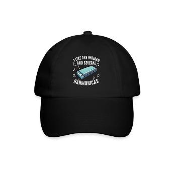 Mundharmonikaspieler für Männer Frauen Lustiger Harmoniker - Baseballkappe - Schwarz/Schwarz - Vorne