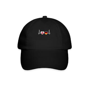 England Germany Heartbeat Flag English - Baseball Cap - black/black - Front
