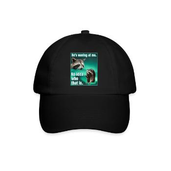 Waving Raccoon Meme Funny Raccoon Gift - Baseball Cap - black/black - Front