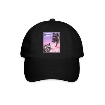 Sad Raccoon Funny Raccon Meme Trash Panda - Baseball Cap - black/black - Front