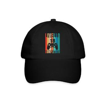 Level 18 – Abgeschlossenes Gamer-Geburtstags-Design - Baseballkappe - Schwarz/Schwarz - Vorne