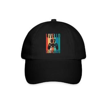 7th Birthday Player Level 7 Complete 7 Years - Baseball Cap - black/black - Front