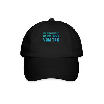 Ironischer Morgenmuffel-Spruch Geschenk - Baseballkappe - Schwarz/Schwarz - Vorne