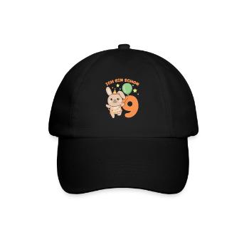 Ich bin schon 9 Hasen Geburtstags Kinder - Baseballkappe - Schwarz/Schwarz - Vorne