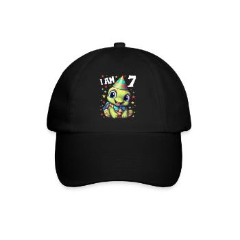 Ich bin 7 Schildkröten Schildkröte 7. Geburtstag - Baseballkappe - Schwarz/Schwarz - Vorne