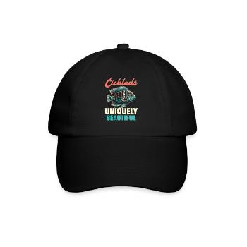 Buntbarsch-Fischliebhaber Süßwasser-Aquaristik - Baseballkappe - Schwarz/Schwarz - Vorne
