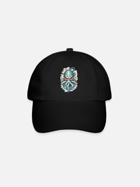Yokai Tentacles Sea Monster Demon Vintage Japan - Baseball Cap - black/black