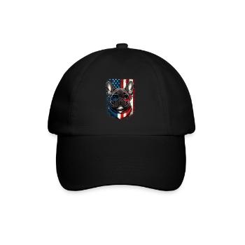 4 juillet Bouledogue français américain drapeau des États-Unis - Casquette classique - noir/noir - Devant