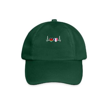 Malawi France Heartbeat Flag French - Baseball Cap - bottle green - Front