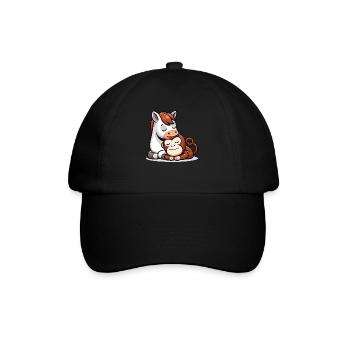 Cuddling Horse And Monkey In Love - Baseball Cap - black/black - Front