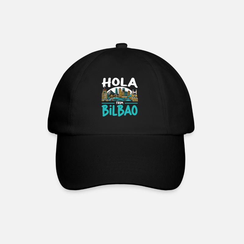 Bilbao Spanien Reiseurlaub Ich liebe die Skyline von Bilbao - Baseballkappe - Schwarz/Schwarz