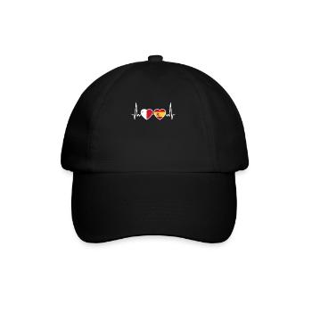 Malta Spanien Herzschlag Flagge Maltesisch - Baseballkappe - Schwarz/Schwarz - Vorne