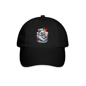 Japan Aesthetic Cats Yokai Ukiyo-E Streetwear - Baseball Cap - black/black - Front