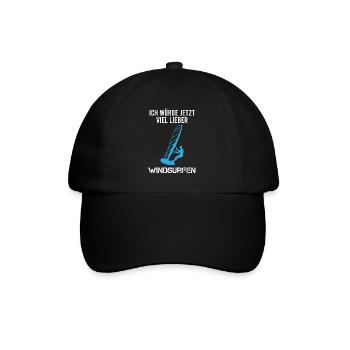 Lieber Windsurfen - Jetzt - Baseballkappe - Schwarz/Schwarz - Vorne