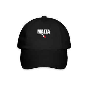 Malta Vintage Karte Maltesische Flagge - Baseballkappe - Schwarz/Schwarz - Vorne
