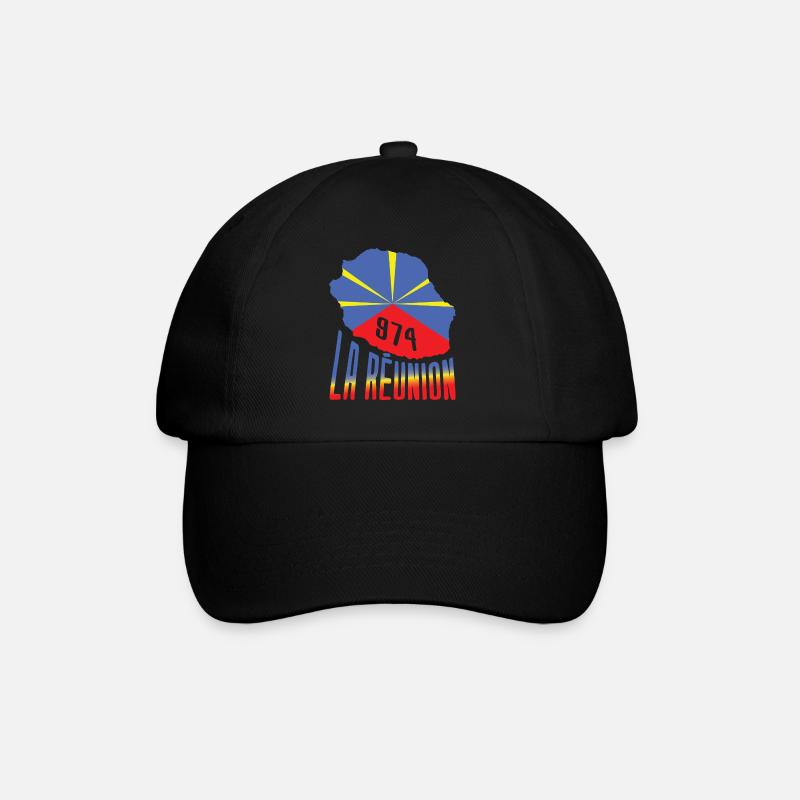 idee cadeau drapeau carte ile de la reunion 974 - Casquette classique - noir/noir