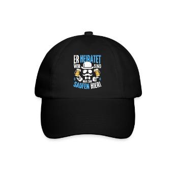 Junggesellenabschied T-Shirt Männer JGA Poltern - Baseballkappe - Schwarz/Schwarz - Vorne