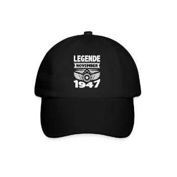November 1947 Legend for 76 years man woman - Baseball Cap - black/black - Front
