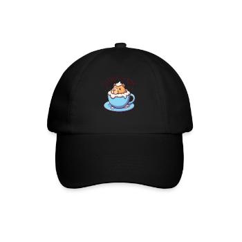 Cappyccino Capybara Kaffee Cappuccino - Baseballkappe - Schwarz/Schwarz - Vorne