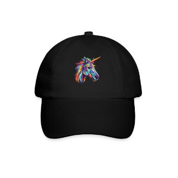 Watercolor Colorful Unicorn Colorful Animals - Baseball Cap - black/black - Front