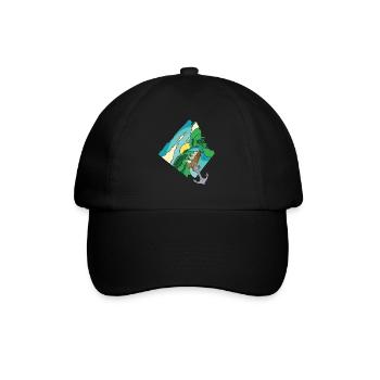 Oma Huhn Boot Bach runter Fantasy Geflügel Ausflug - Baseballkappe - Schwarz/Schwarz - Vorne