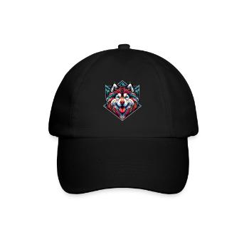 Sibirischer Husky Hund - Baseballkappe - Schwarz/Schwarz - Vorne