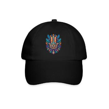 Spiritual Hamsa Hand Feathers Aesthetic Design - Baseball Cap - black/black - Front