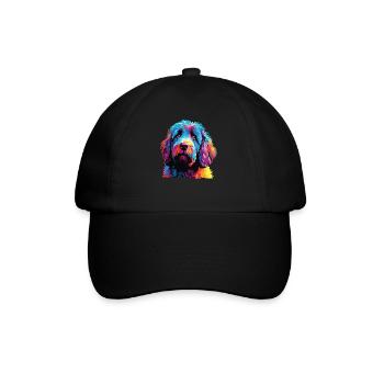Wasserfarben Farbenfroher Spanischer Wasserhund - Baseballkappe - Schwarz/Schwarz - Vorne