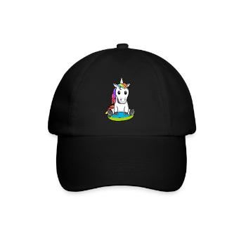 Einhorn Fabelwesen Schwimmreifen Schwimmer Kind - Baseballkappe - Schwarz/Schwarz - Vorne