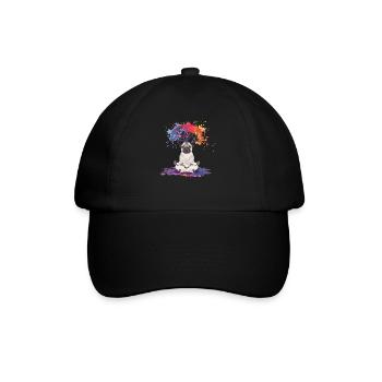 Pug Meditates Lotus Tree of Life Meditation - Baseball Cap - black/black - Front