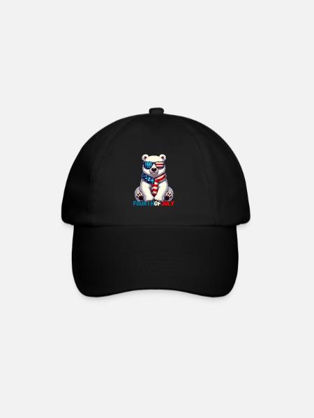 Unabhängigkeitstag USA Amerika Eisbär Amerikaner - Baseballkappe - Schwarz/Schwarz