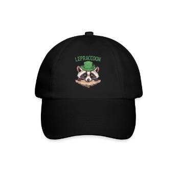 Lepraccoon Kobold Waschbär Saint Patrick Irisch - Baseballkappe - Schwarz/Schwarz - Vorne