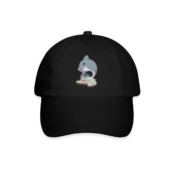 Delfin Maler Pinsel Malen - Baseballkappe - Schwarz/Schwarz - Vorne