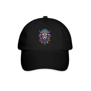 Cow Spiritual Mandala Design - Baseball Cap - black/black - Front