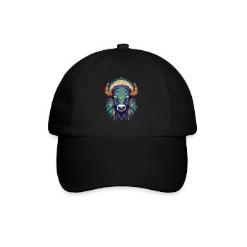 Bison Bull Dream Catcher Mandala Design - Baseball Cap - black/black - Front