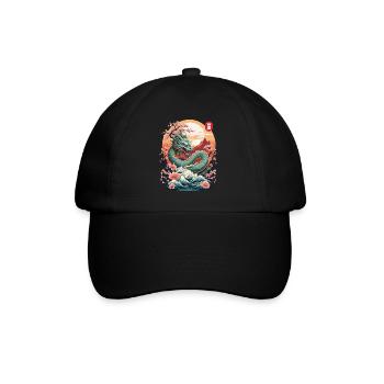 Japanese Dragon Tattoo Aesthetic Streetwear - Baseball Cap - black/black - Front