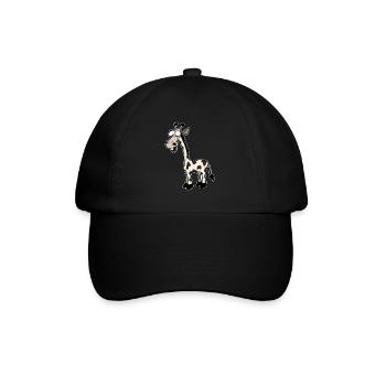 Lustige Giraffe Gezeichnete Giraffe - Baseballkappe - Schwarz/Schwarz - Vorne