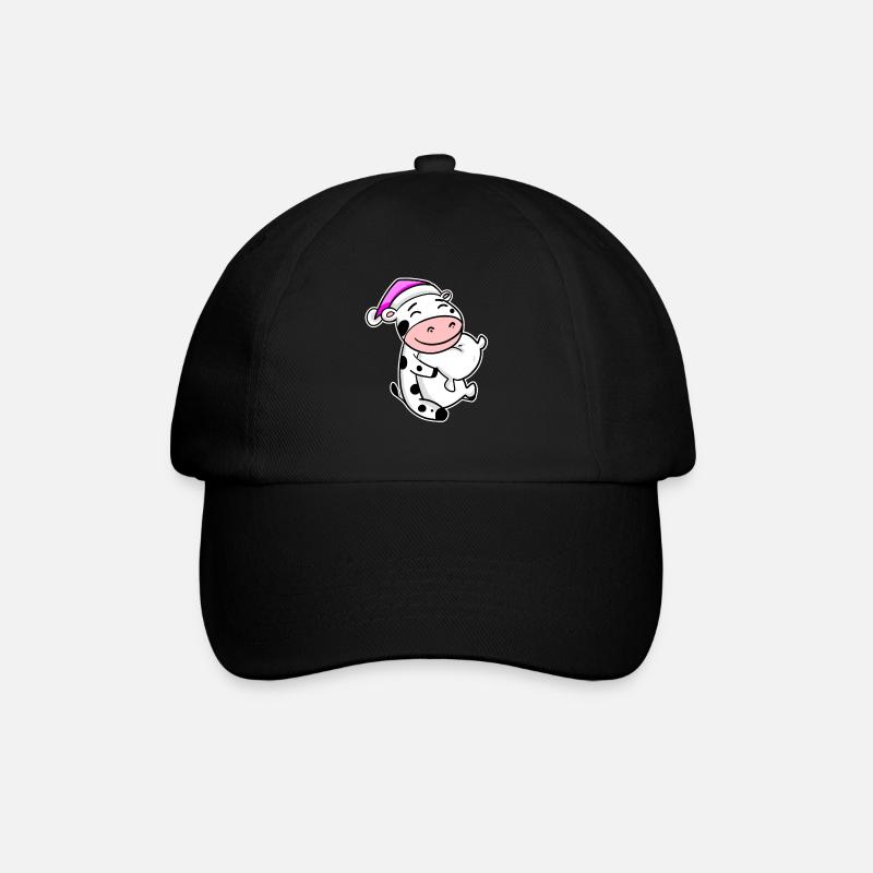 Kuh Müde Ausschlafen Schlafen Mädchen - Baseballkappe - Schwarz/Schwarz