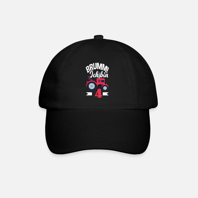 4. Geburtstag Traktor 4 Jahre Geburtstagsshirt - Baseballkappe - Schwarz/Schwarz