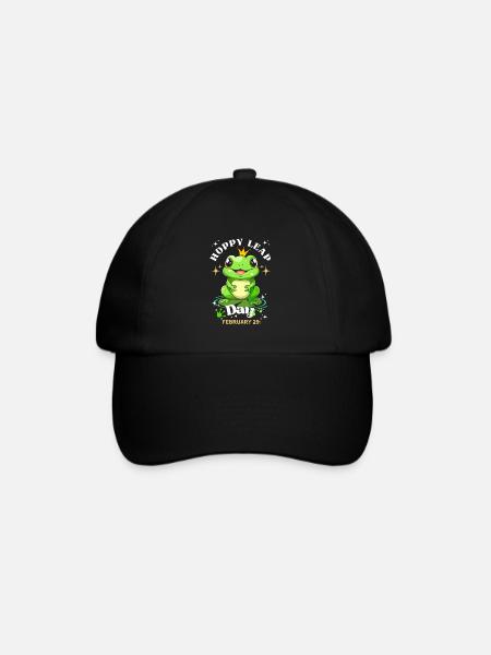 Hopfen-Schalttag-Frosch - Baseballkappe - Schwarz/Schwarz