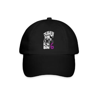 6. Geburtstag Traktor 6 Jahre Geburtstagsshirt - Baseballkappe - Schwarz/Schwarz - Vorne