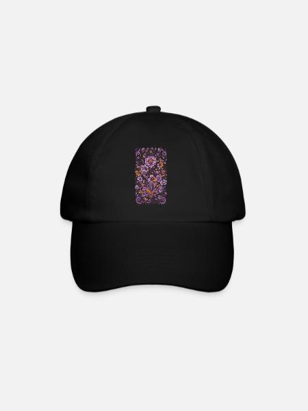 Blumen Deko Vintage Ästhetische Streetwear - Baseballkappe - Schwarz/Schwarz