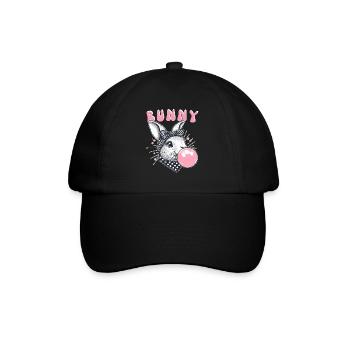 Bunny Kaugummi Bandana Hase niedlich Retro Häschen - Baseballkappe - Schwarz/Schwarz - Vorne